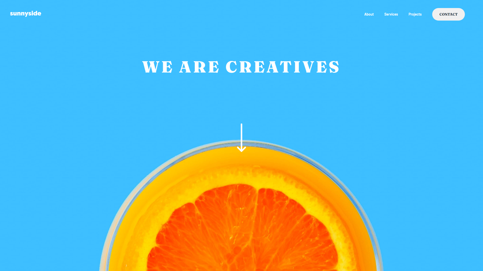 Sunny Side Agency website — custom portfolio built by Justin Vera, freelance web developer. This site is an artsy, unconventional landing page for a creative agency with bold layouts and expressive design.